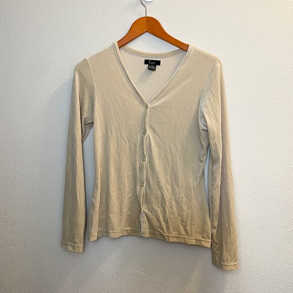 Whimsigoth Fairy Pale Sage Green Velvet Cardigan, Frenchi Sweater, Size Medium - Picture 1 of 6